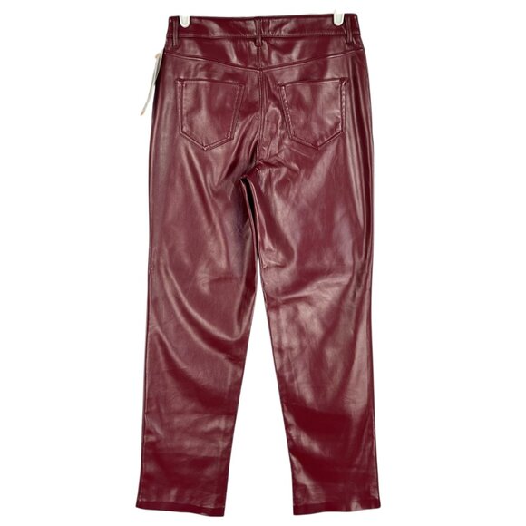 NWT $148 Joie Women's Stretch Mid Rise Straight Faux Leather Burgundy Pants Sz 2 - Picture 2 of 13